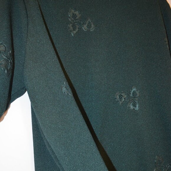 BonWorth Dark Green Polyester Short Sleeves Pressed-up Floral Texture Blouse L - Picture 9 of 13